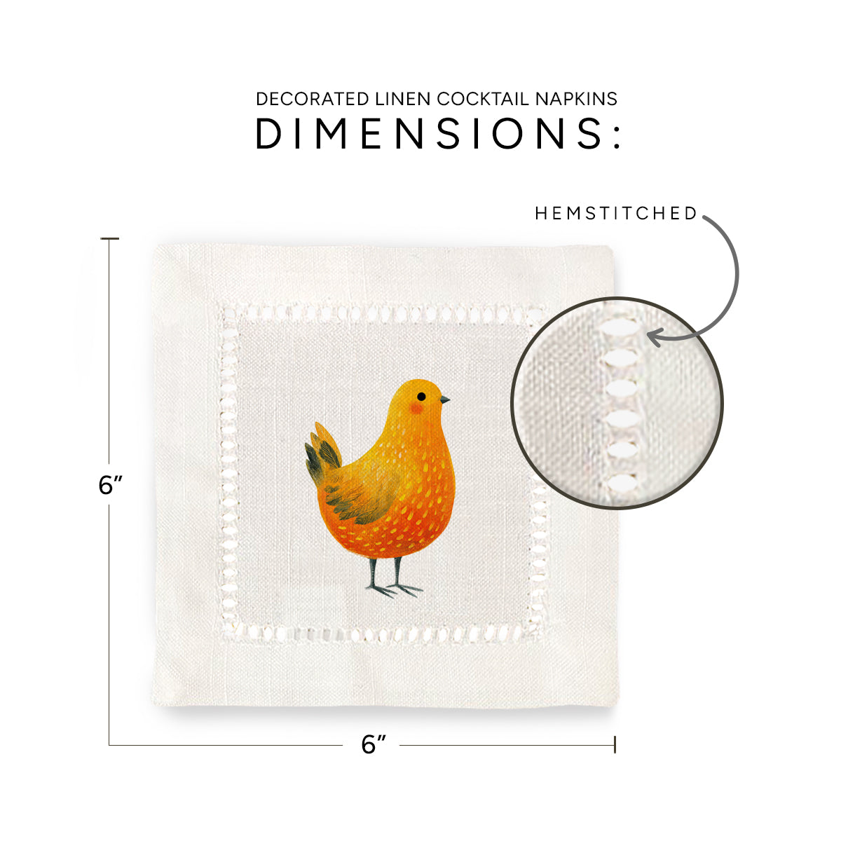 Spring Chicken Hemstitch Napkins