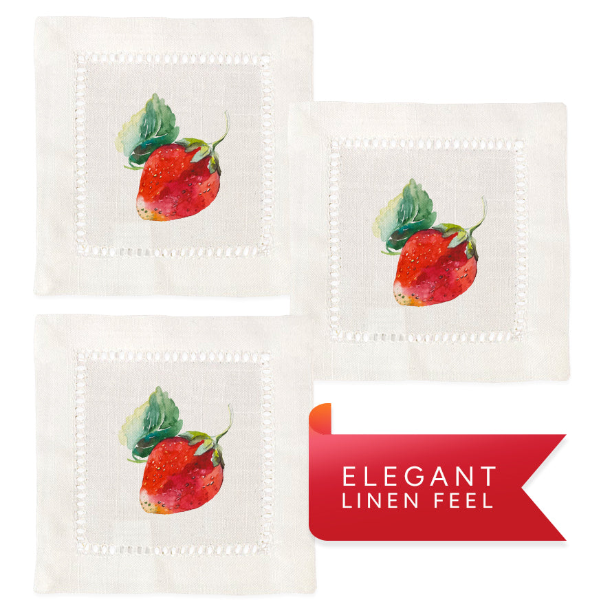 Strawberry Hemstitch Napkins