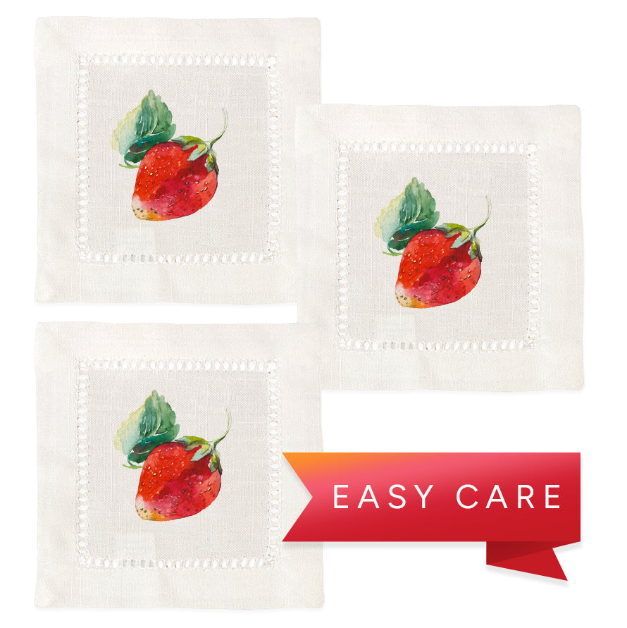 Strawberry Hemstitch Napkins