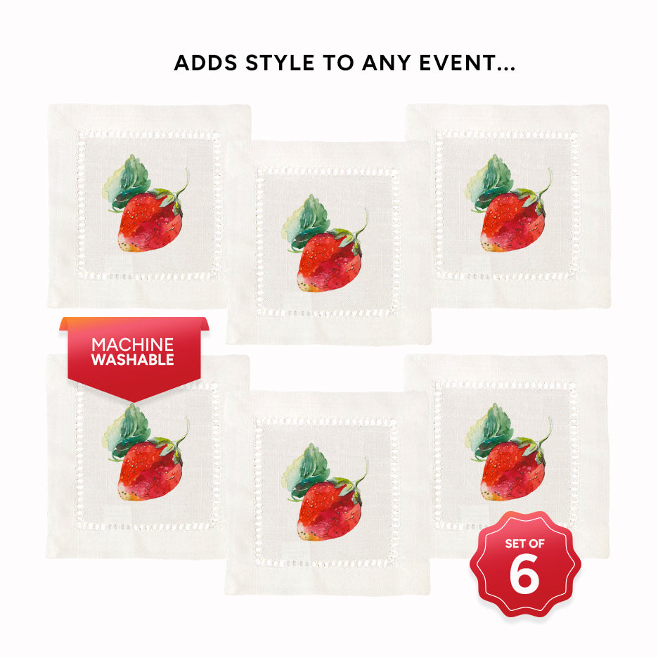 Strawberry Hemstitch Napkins