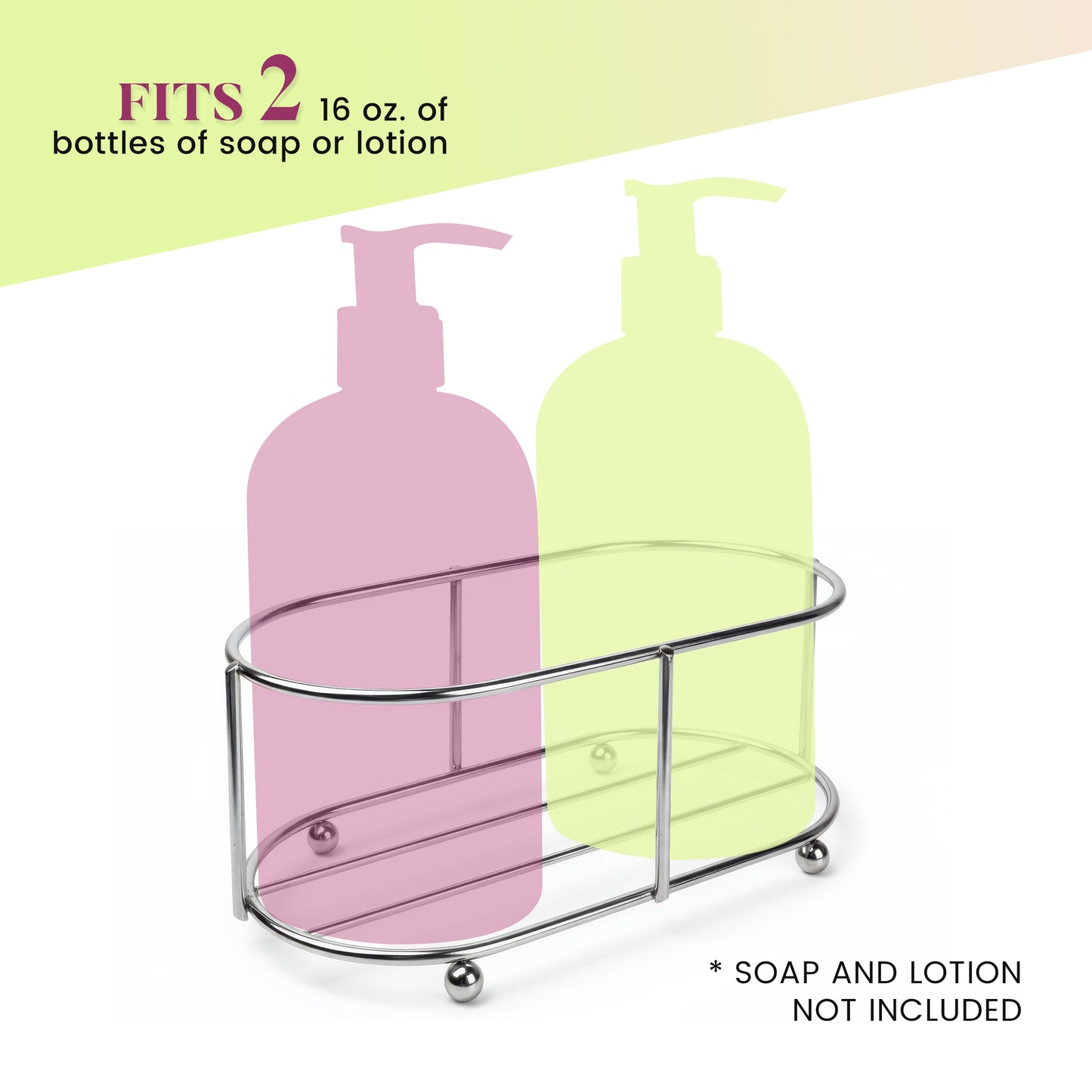 Jolitee Stainless Steel Caddy Compatible with 16 Ounce Soap and Lotion Bottles Collection Black