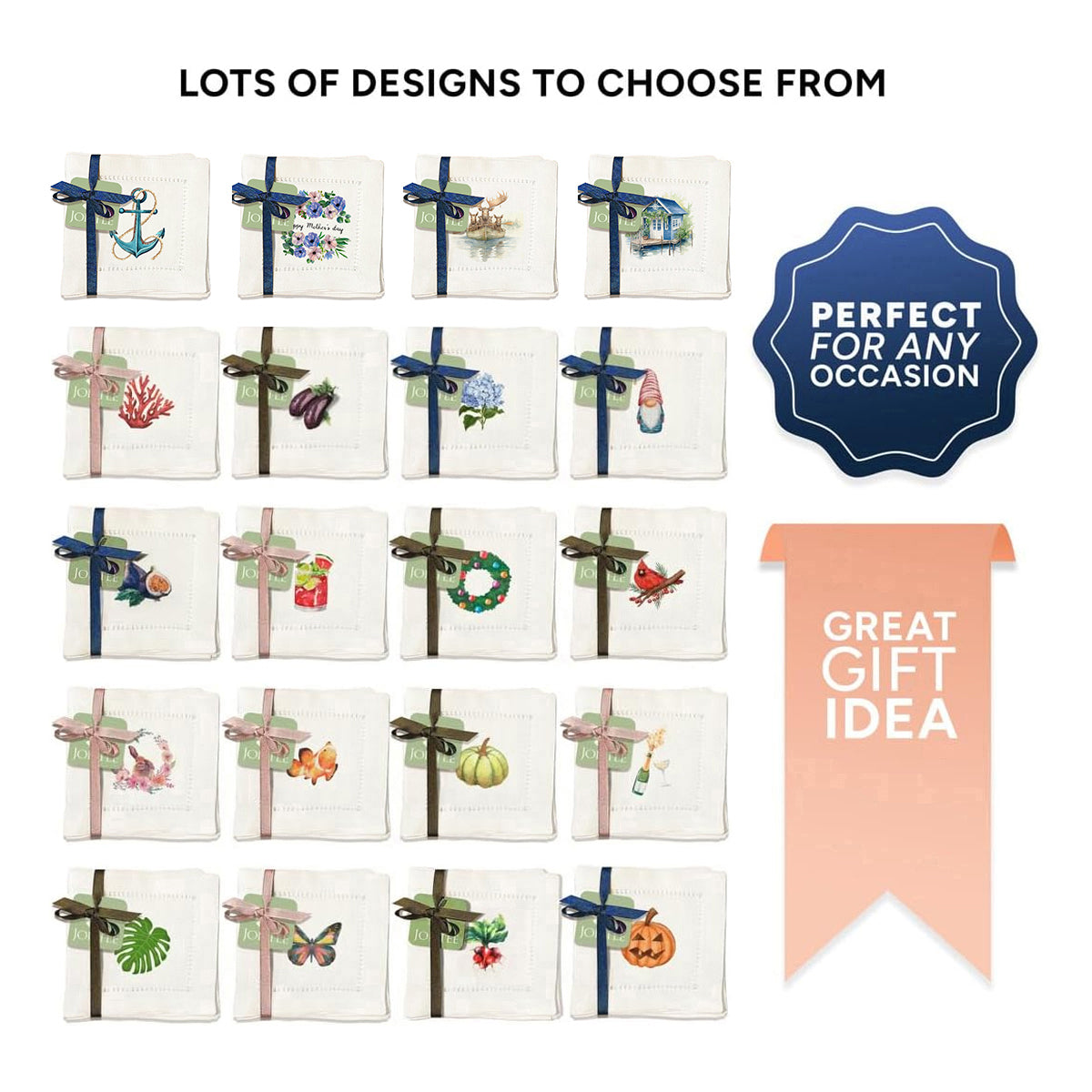 Watercolor Anchor Hemstitch Napkins