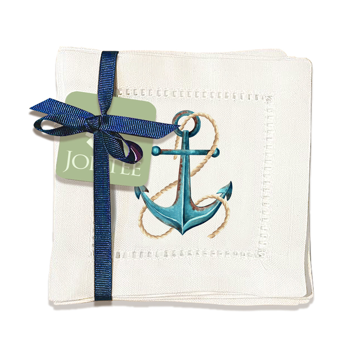 Watercolor Anchor Hemstitch Napkins
