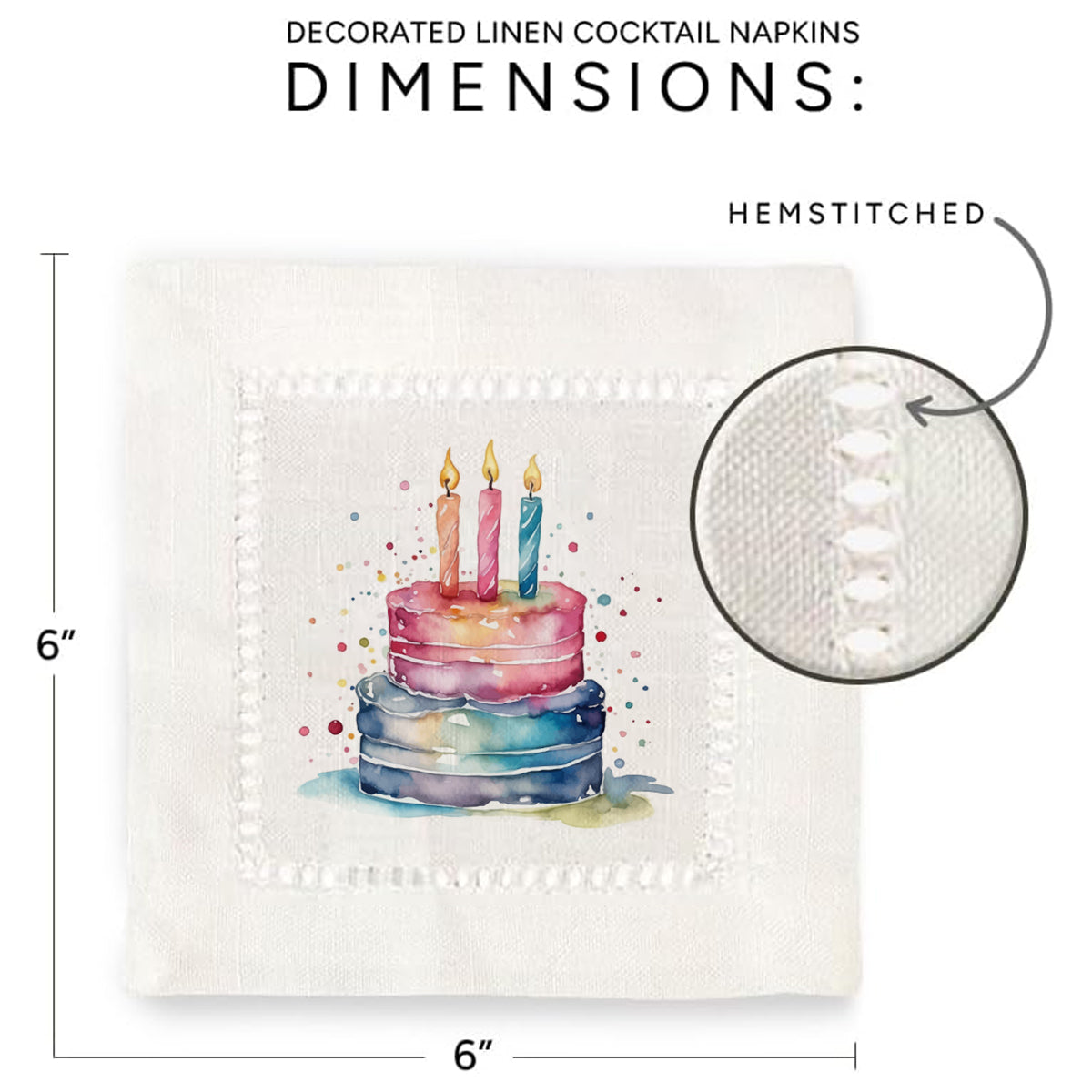 Watercolor Cake Hemstitch Napkins
