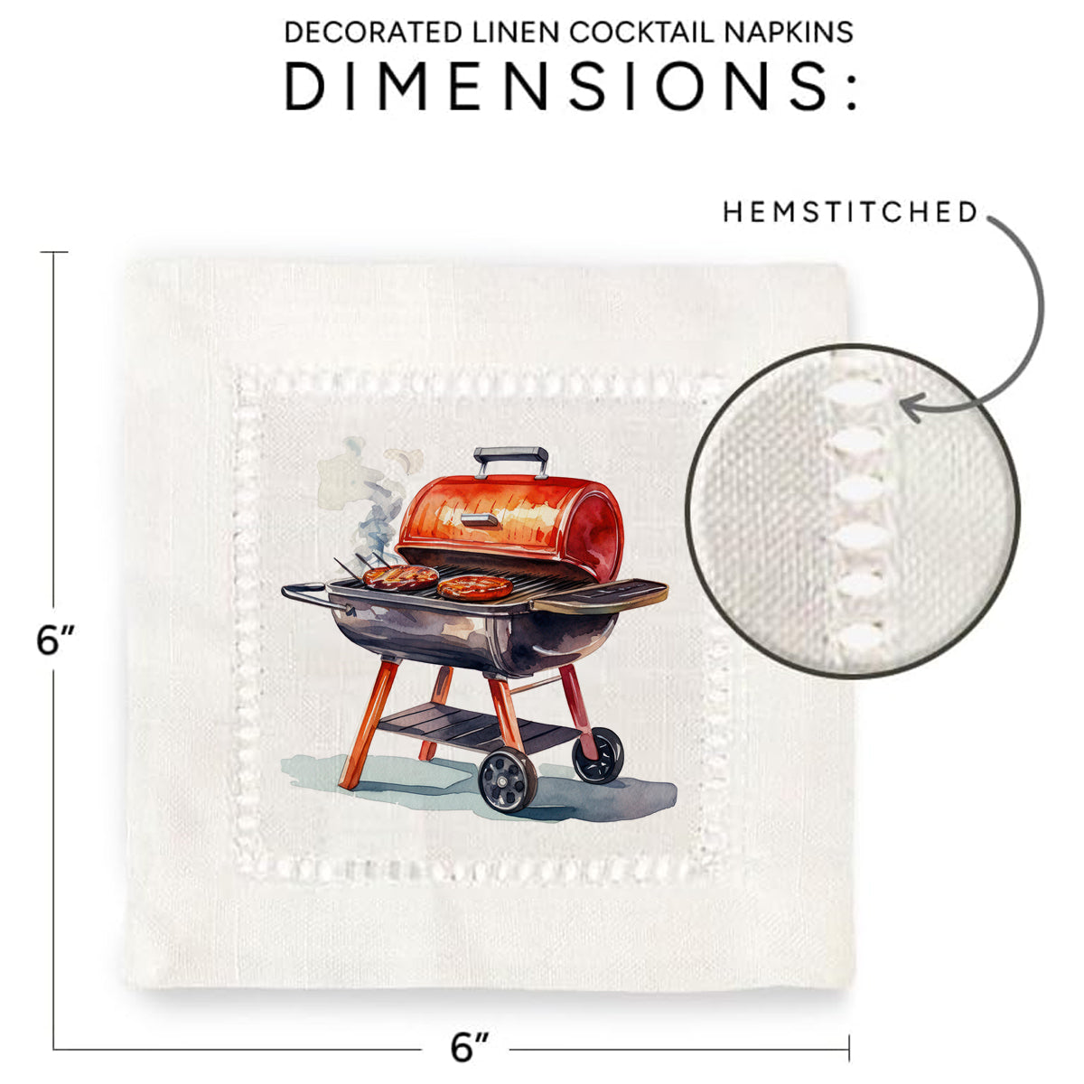 Watercolor Grill Hemstitch Napkins