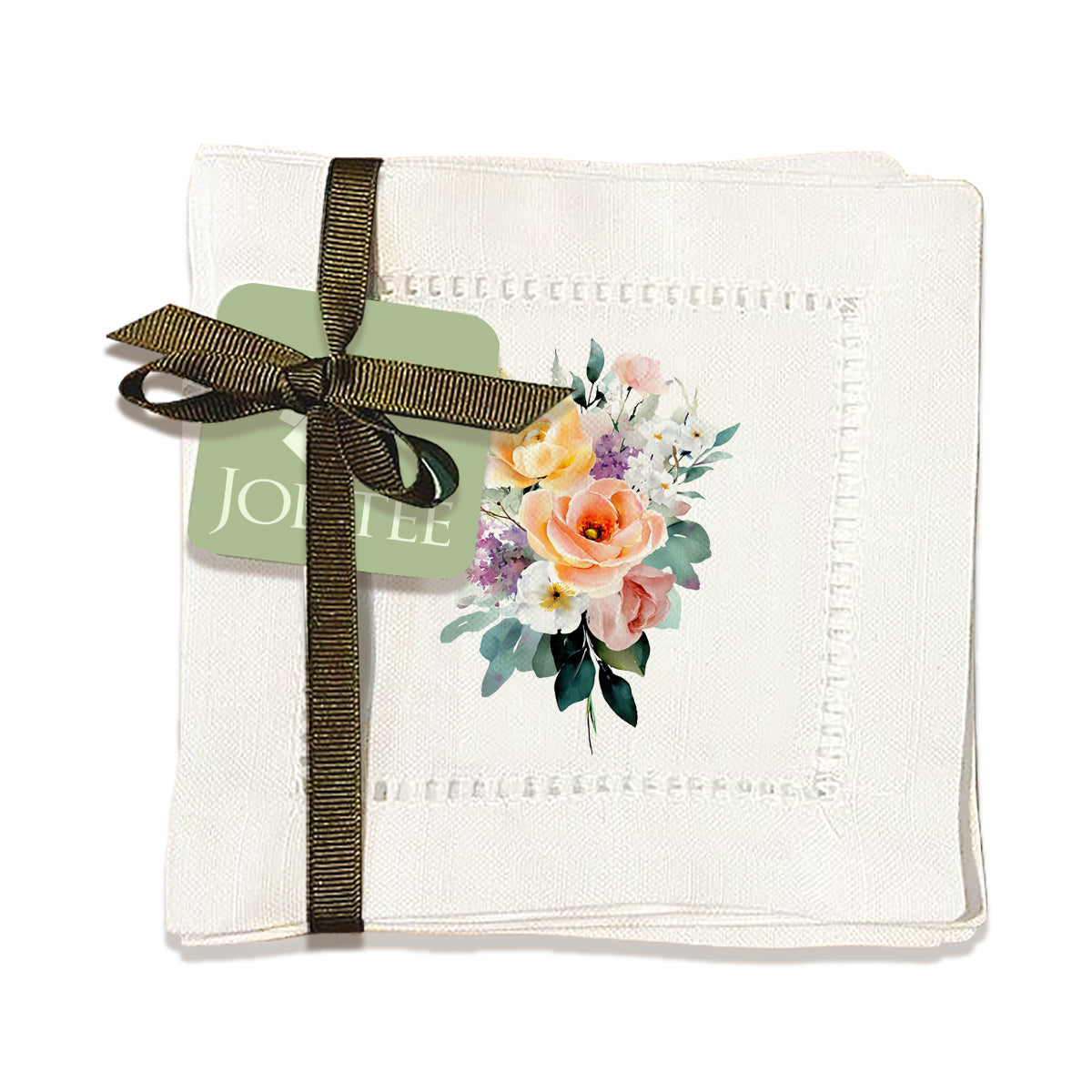 Watercolor Bouquet Hemstitch Napkins