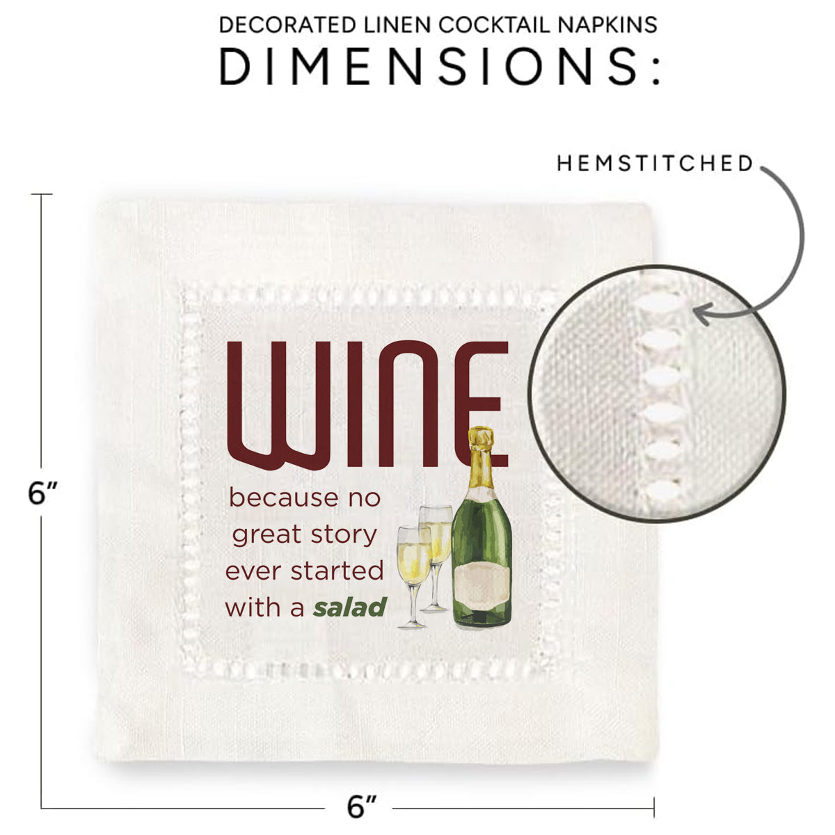 Wine Salad Hemstitch Napkins