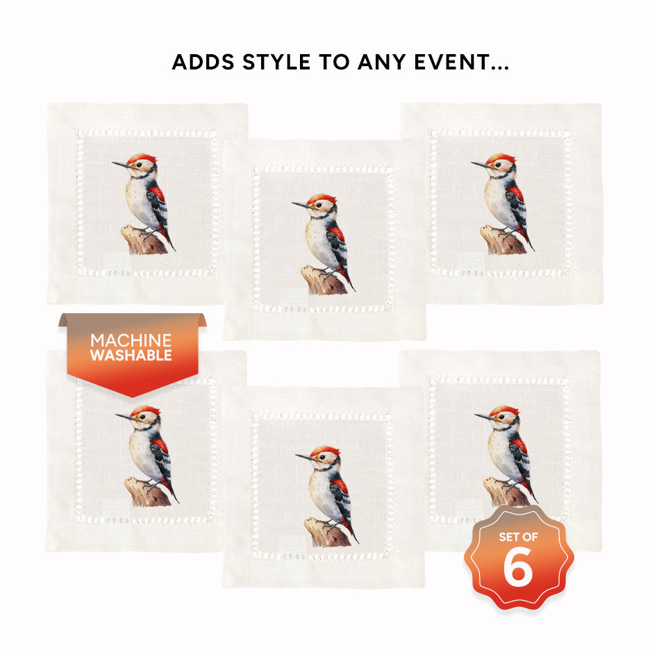 Woodpecker Hemstitch Napkins