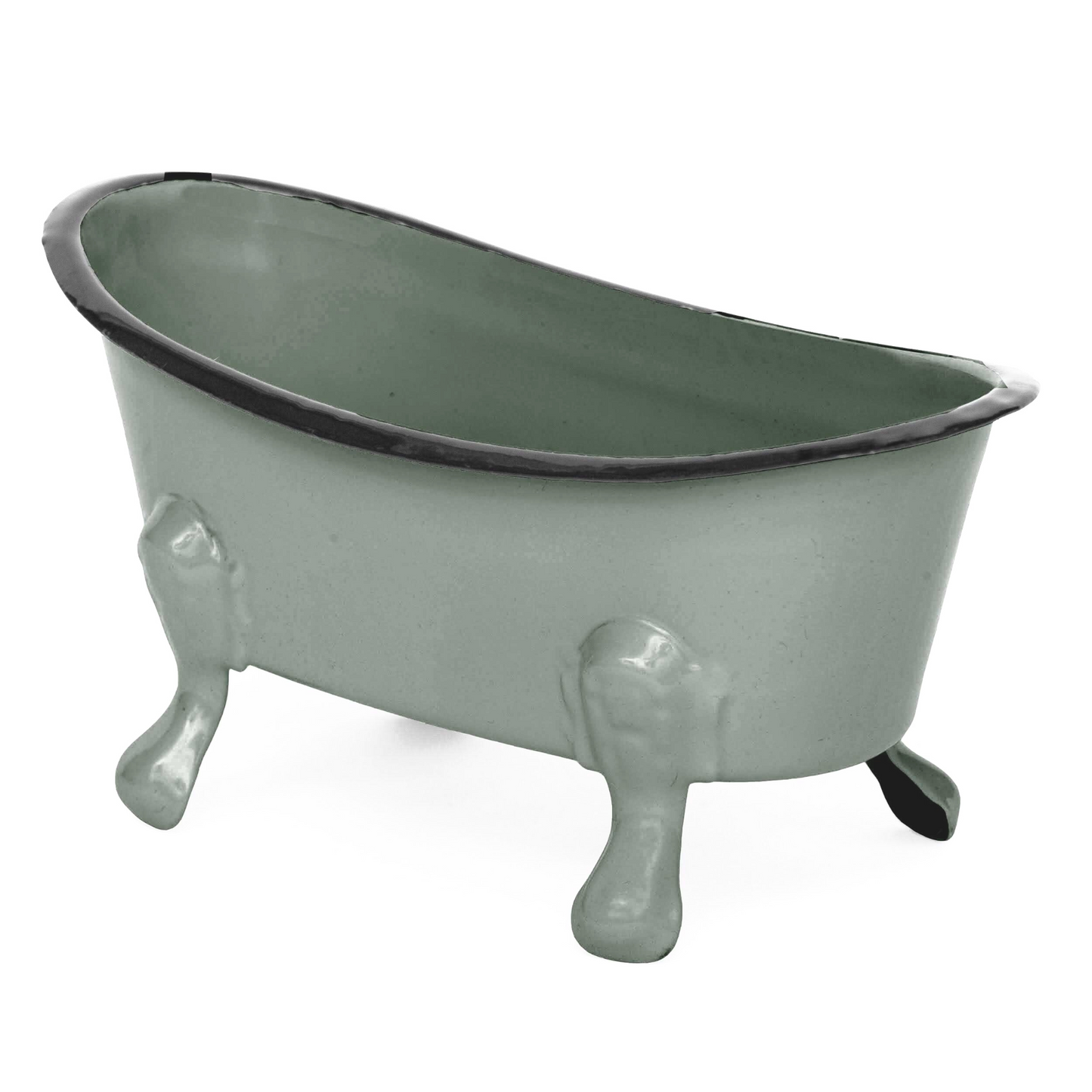 Rustic Enamel 1 Piece 5.5" Metal Clawfoot Mini Bathtub Soap Dish Mini Bath Tub Decoration Clawfoot Tub Soap Caddy
