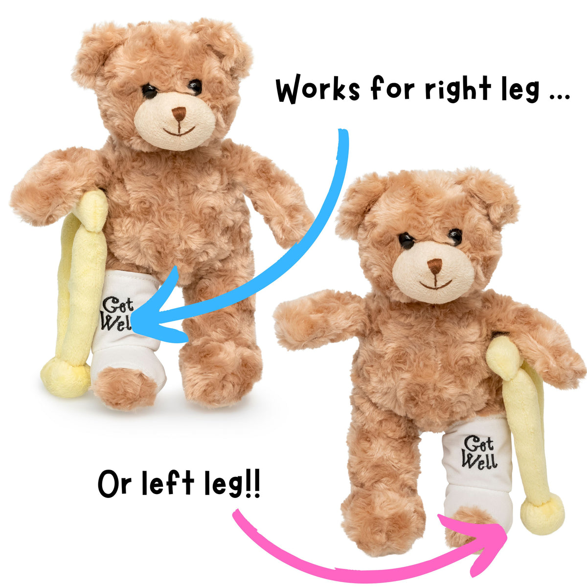 Broken Leg Bear Plush Bear 10 Reversible Cast & Crutch Teddy by