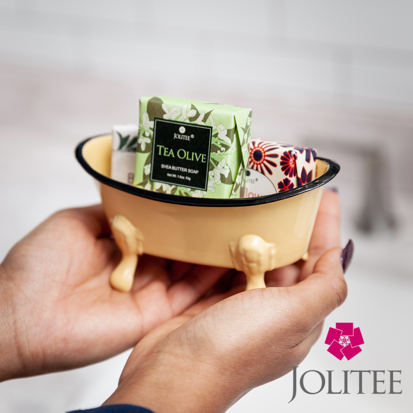 Rustic Enamel 1 Piece 5.5" Metal Clawfoot Mini Bathtub Soap Dish Mini Bath Tub Decoration Clawfoot Tub Soap Caddy