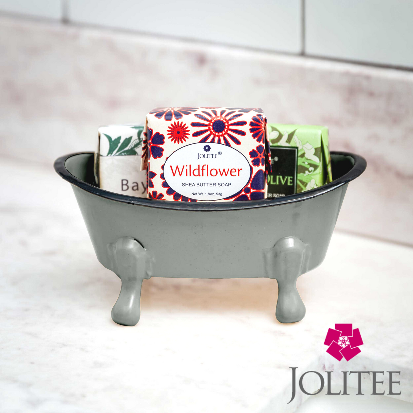 Rustic Enamel 1 Piece 5.5" Metal Clawfoot Mini Bathtub Soap Dish Mini Bath Tub Decoration Clawfoot Tub Soap Caddy