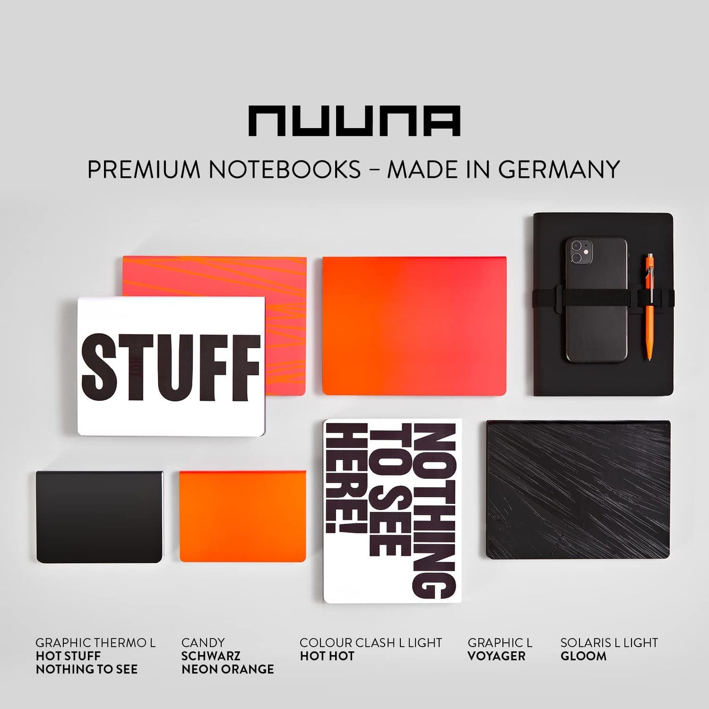 Nuuna Graphic L "Millimeter" Smooth Bonded Leather Notebook - Black