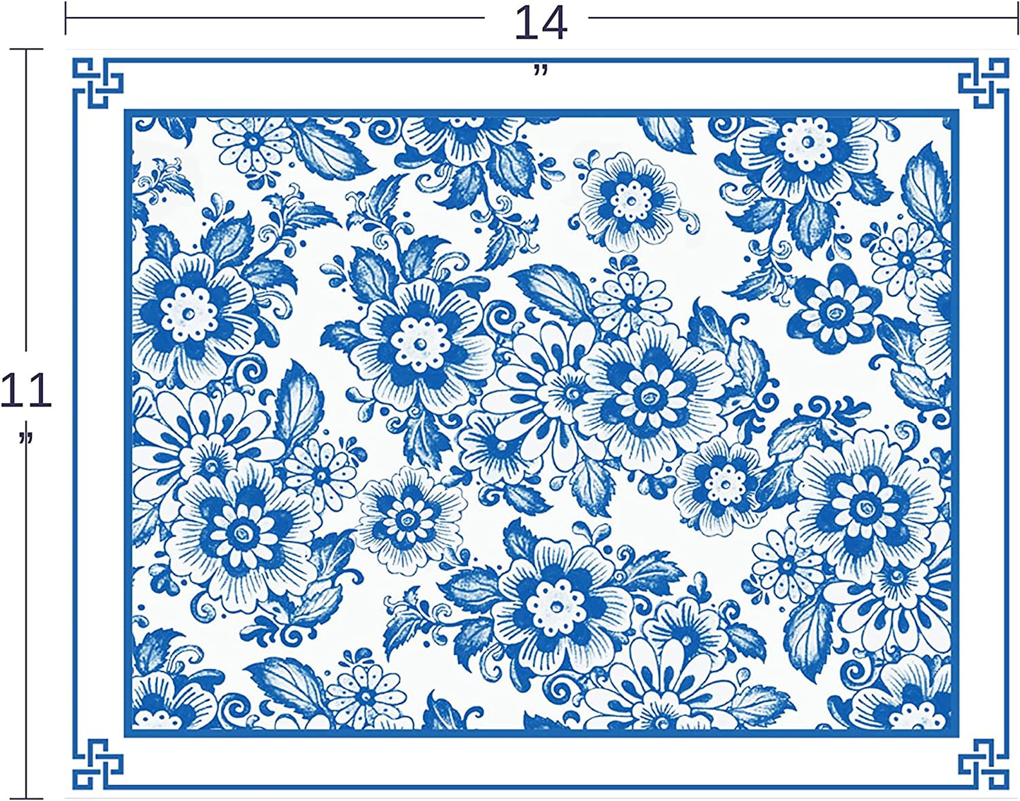 Blue and White Chinoiserie Paper Placemats Disposable Dining Paper Placemats Disposable 24pack One Time Use Placemats for Dining Table (Floral)