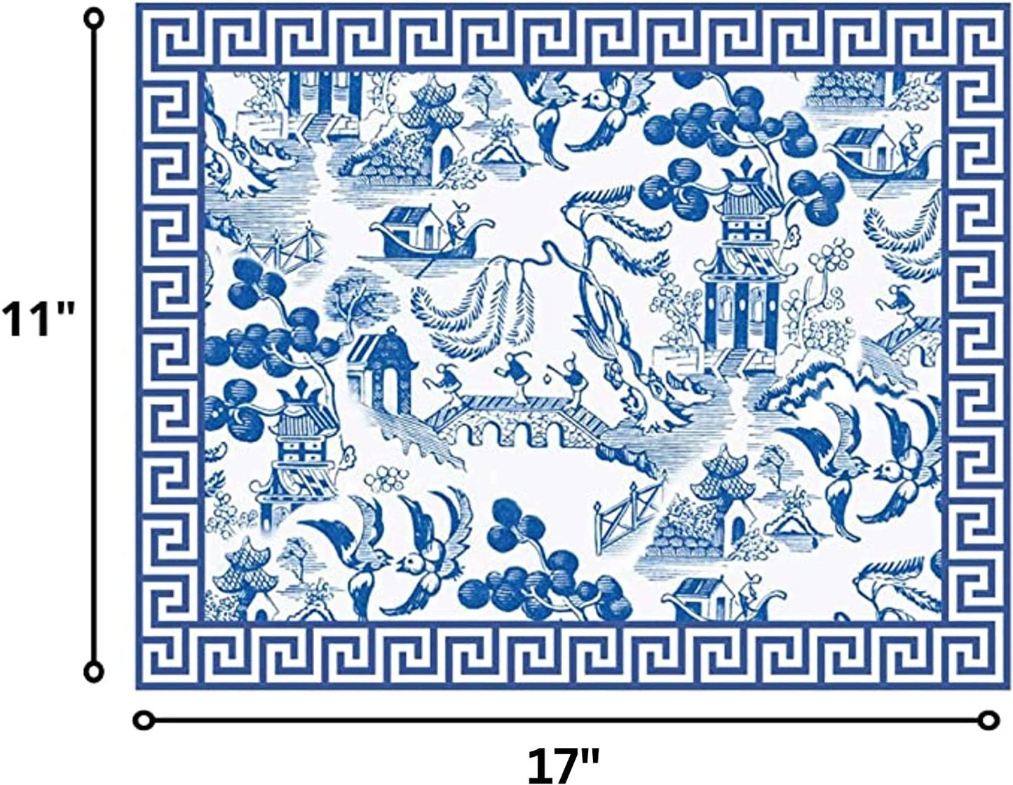 Blue and White Chinoiserie Paper Placemats Disposable Dining Paper Placemats Disposable 24pack One Time Use Placemats for Dining Table (Toile Pagoda)