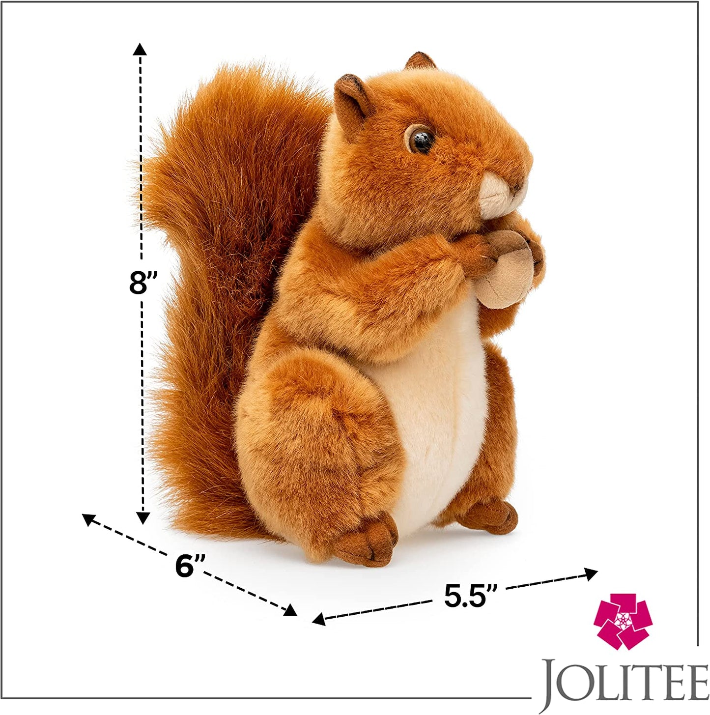 Rusty The Red Stuffed Squirrel Plush Stuffed Animal Plushie, Squirrel Toy Gifts for Kids, Wildlife Animals, Squirrel Plush Toy
