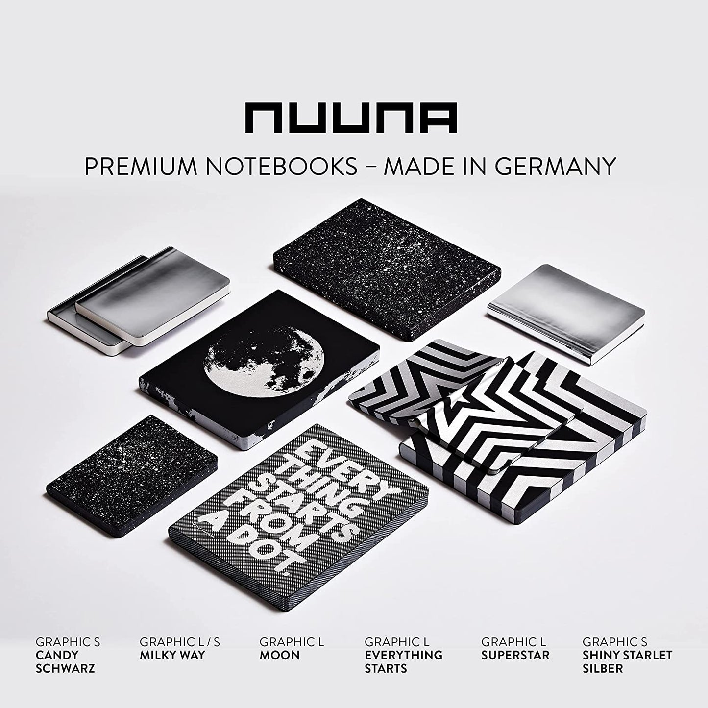 Nuuna Graphic L"Everything Starts from a Dot" Smooth Bonded Leather Notebook - Black