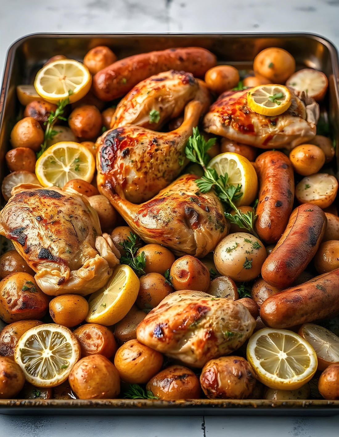 Sheet Pan Chicken and Sausage Bake – A Flavor-Packed One-Pan Meal! 🍗