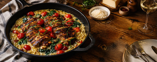 🍗 Garlic Butter Chicken Bites with Parmesan Orzo