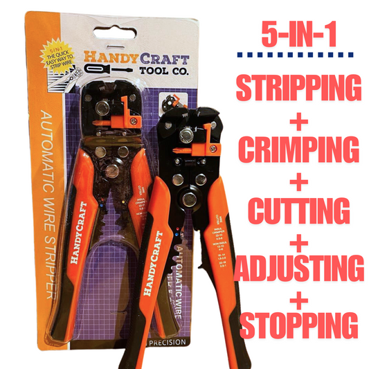 HandyCraft 5-in-1 Wire Stripper Tool – Automatic Stripping, Cutting, and Crimping Tool for Electrical Wires – Multi-Function Wire Cutter and Crimper for 10-24 AWG, Precision Hand Tool