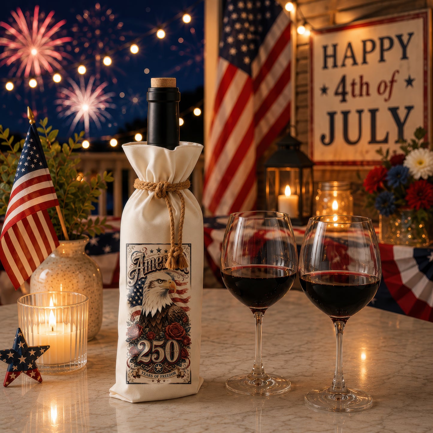 Bottle Bags - America 250 Freedom in Bloom
