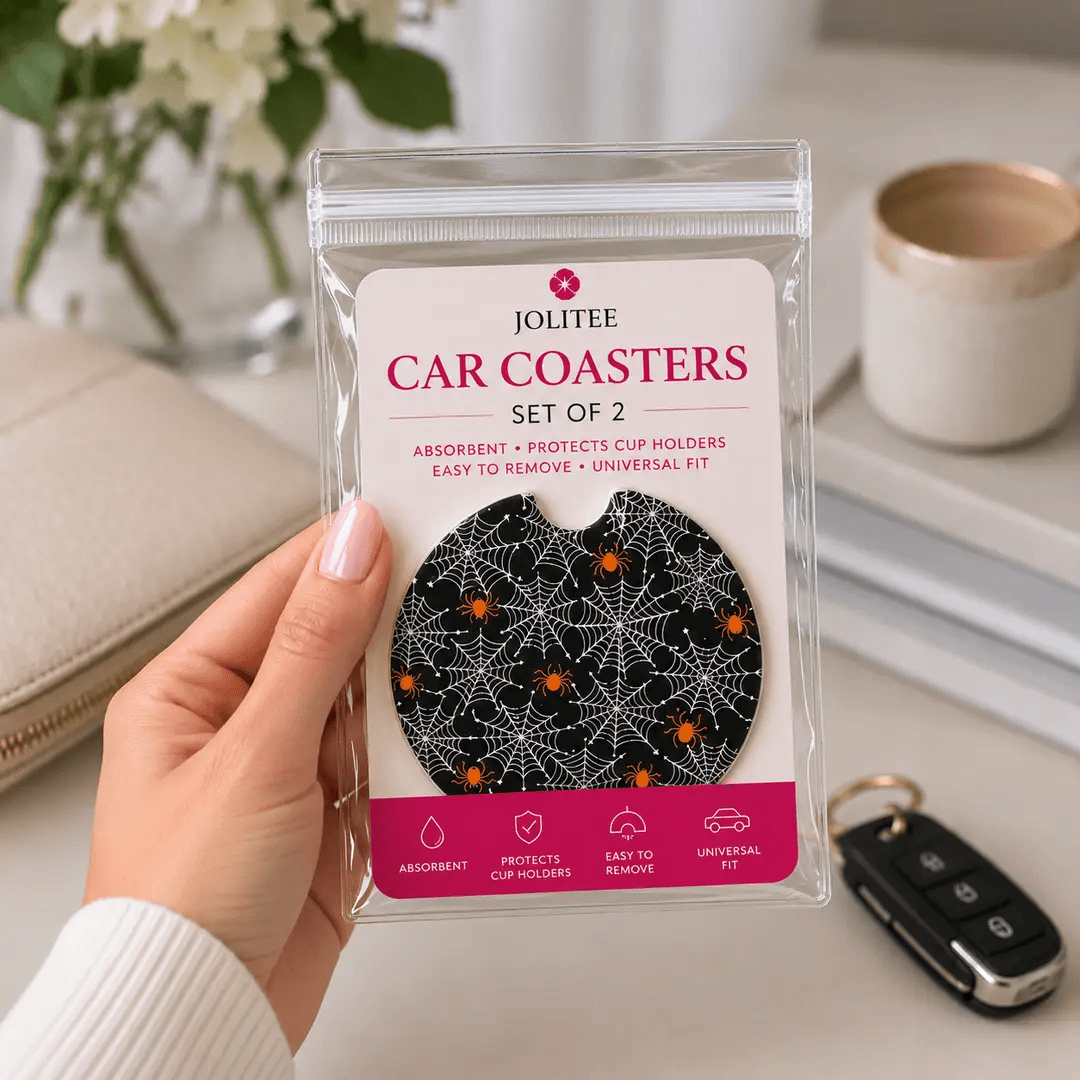 Jolitee Halloween Car Coasters, Absorbent Neoprene Cup Holder