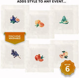 Watercolor Fruit Hemstitch Embroidered Napkins