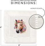 Equine Floral Hemstitch Napkins