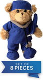 Jolitee Get Well Soon Gifts for Kids, Doctor Stuffed Animal for Boys, Nurse Teddy Bear Plush in Blue Scrub, Speedy Recovery Gifts, Set of 8, 10 inches (Blue)