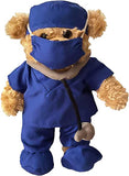 Jolitee Get Well Soon Gifts for Kids, Doctor Stuffed Animal for Boys, Nurse Teddy Bear Plush in Blue Scrub, Speedy Recovery Gifts, Set of 8, 10 inches (Blue)