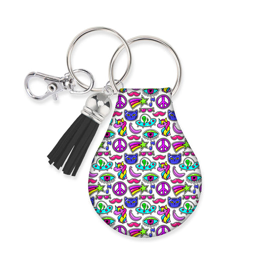 Jolitee Neoprene AirTag Compatible Case Keychain – Durable & Stylish Holder with Secure Ring and Clip, Compatible with Apple AirTag (Aliens)