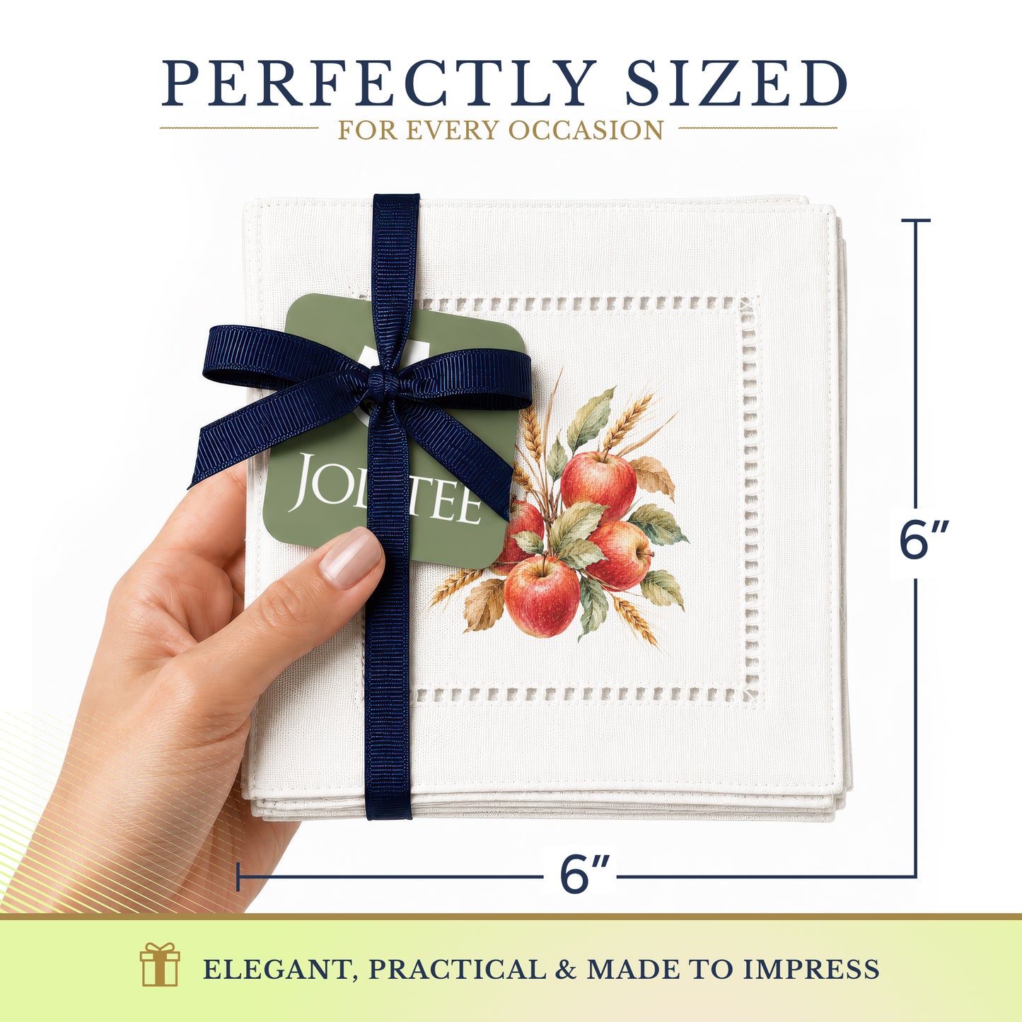Harvest Table Apples Hemstitch Napkins