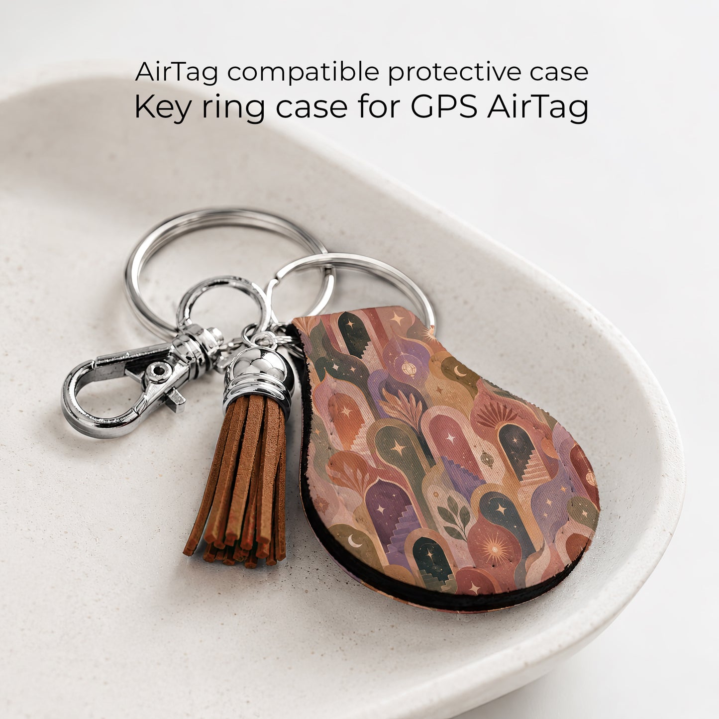 Jolitee Neoprene Case Compatible with Apple AirTag, Arabian Celestial