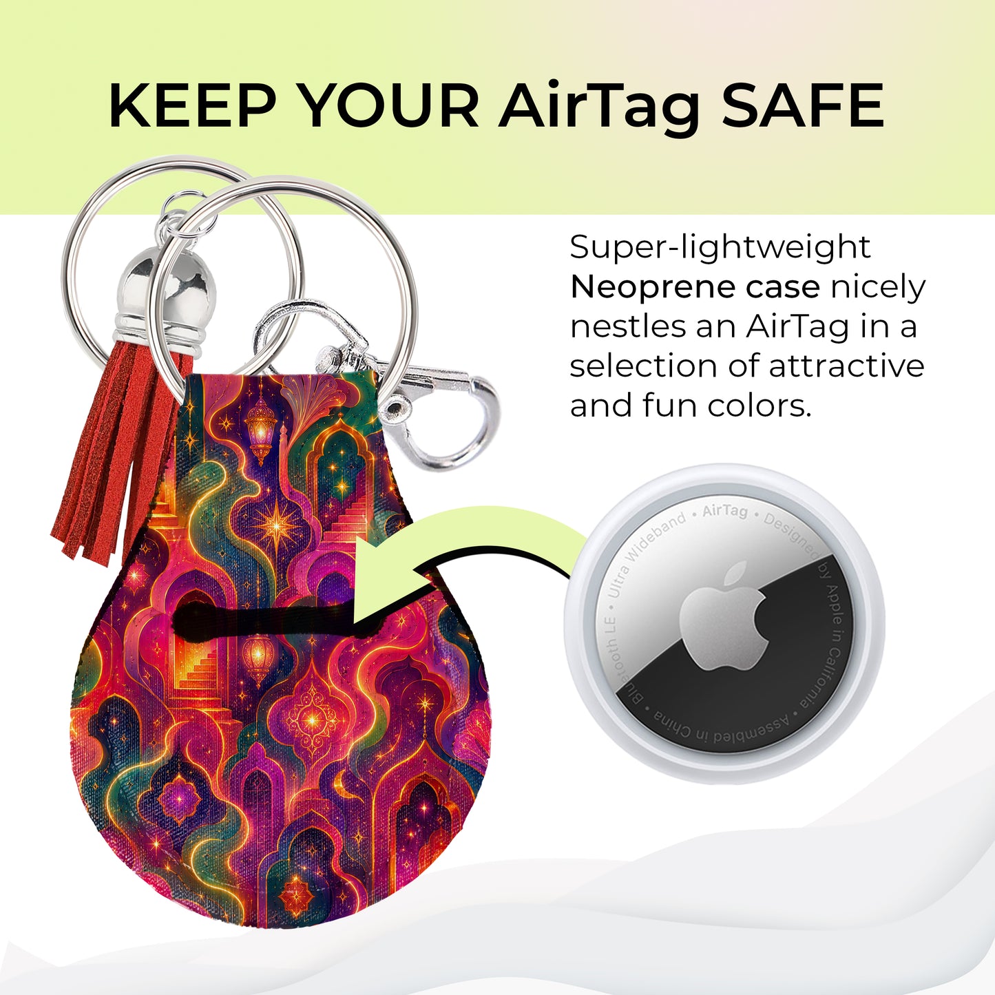 Jolitee Neoprene Case Compatible with Apple AirTag, Arabian Nights Fantasy