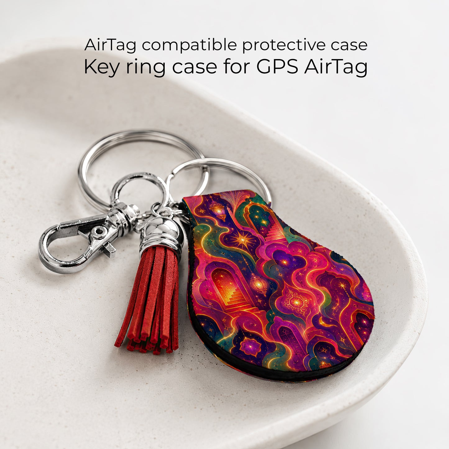 Jolitee Neoprene Case Compatible with Apple AirTag, Arabian Nights Fantasy