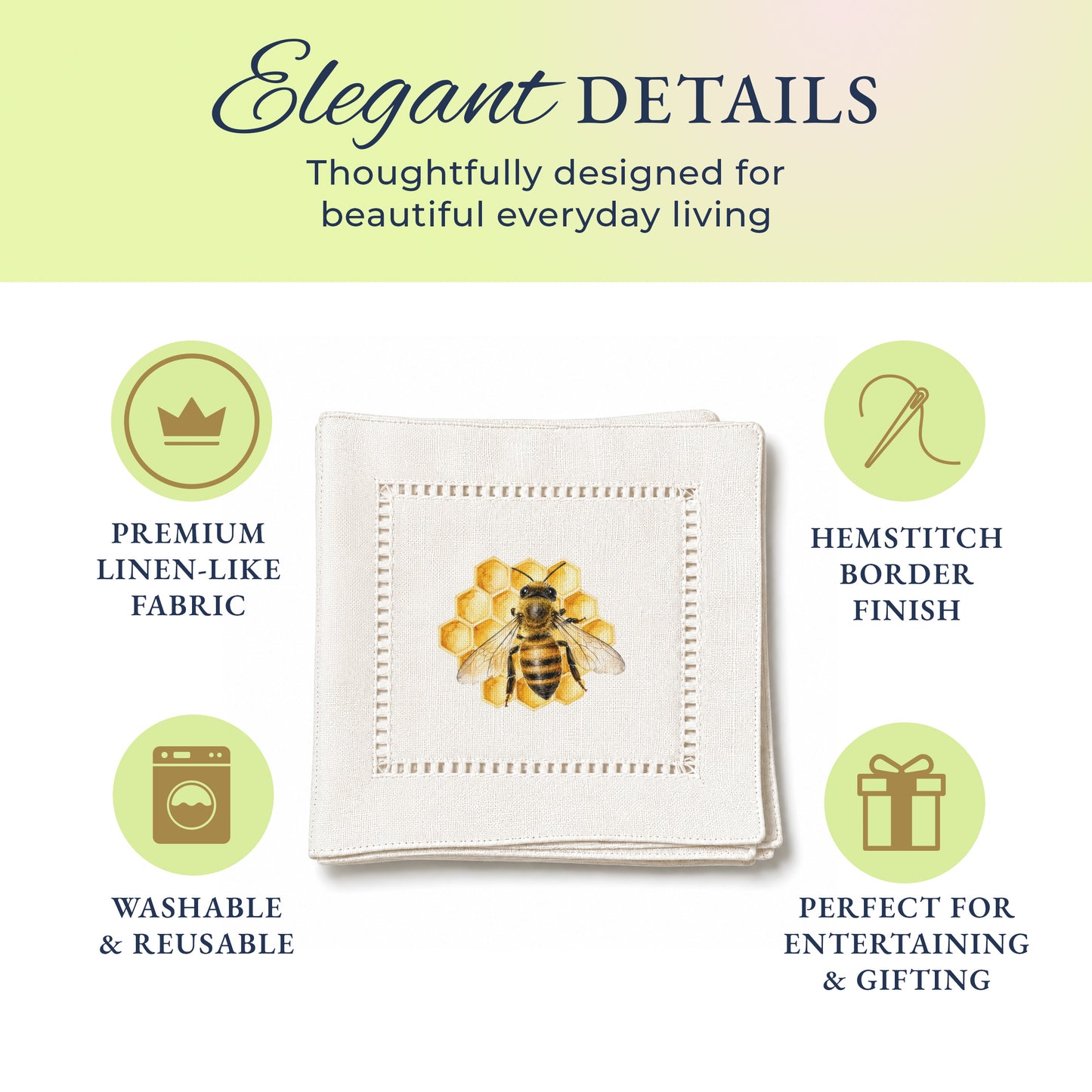 Garden Beehive Hemstitch Napkins