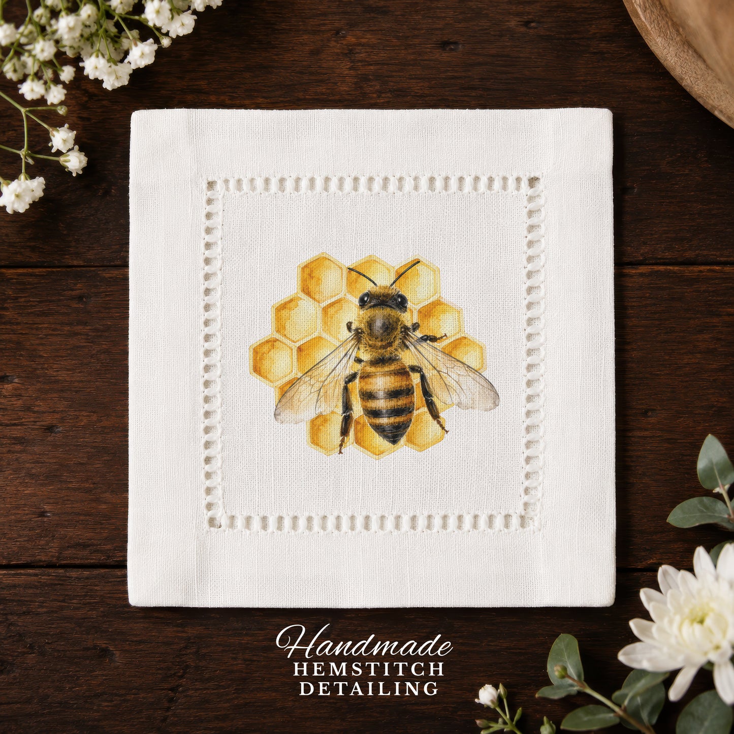 Garden Beehive Hemstitch Napkins