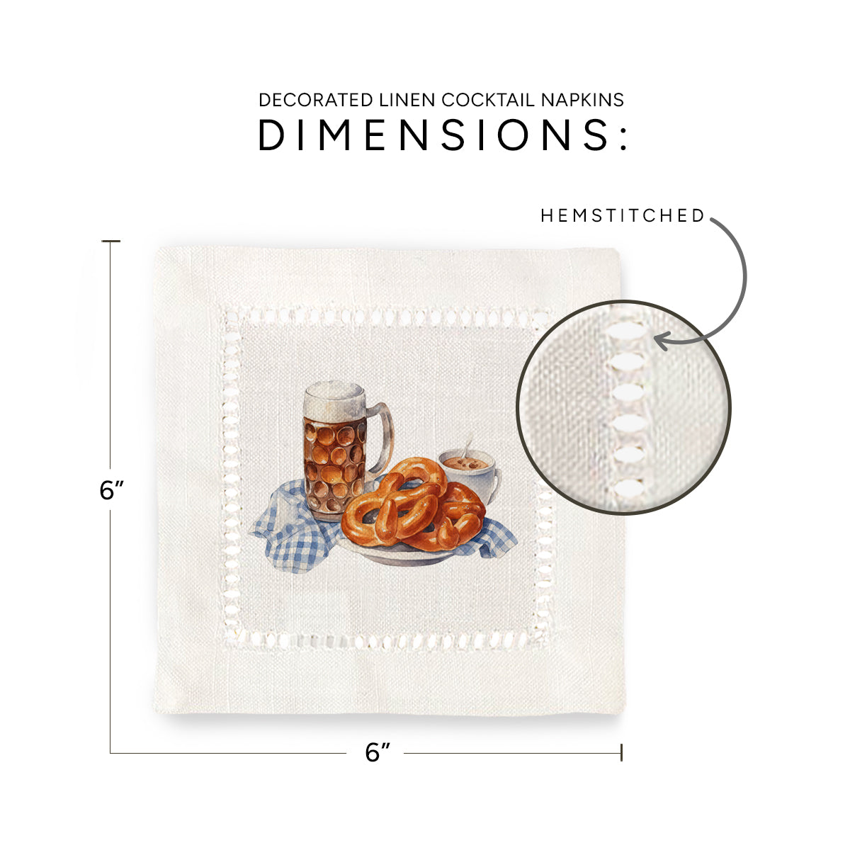Beer & Pretzel Hemstitch Napkins