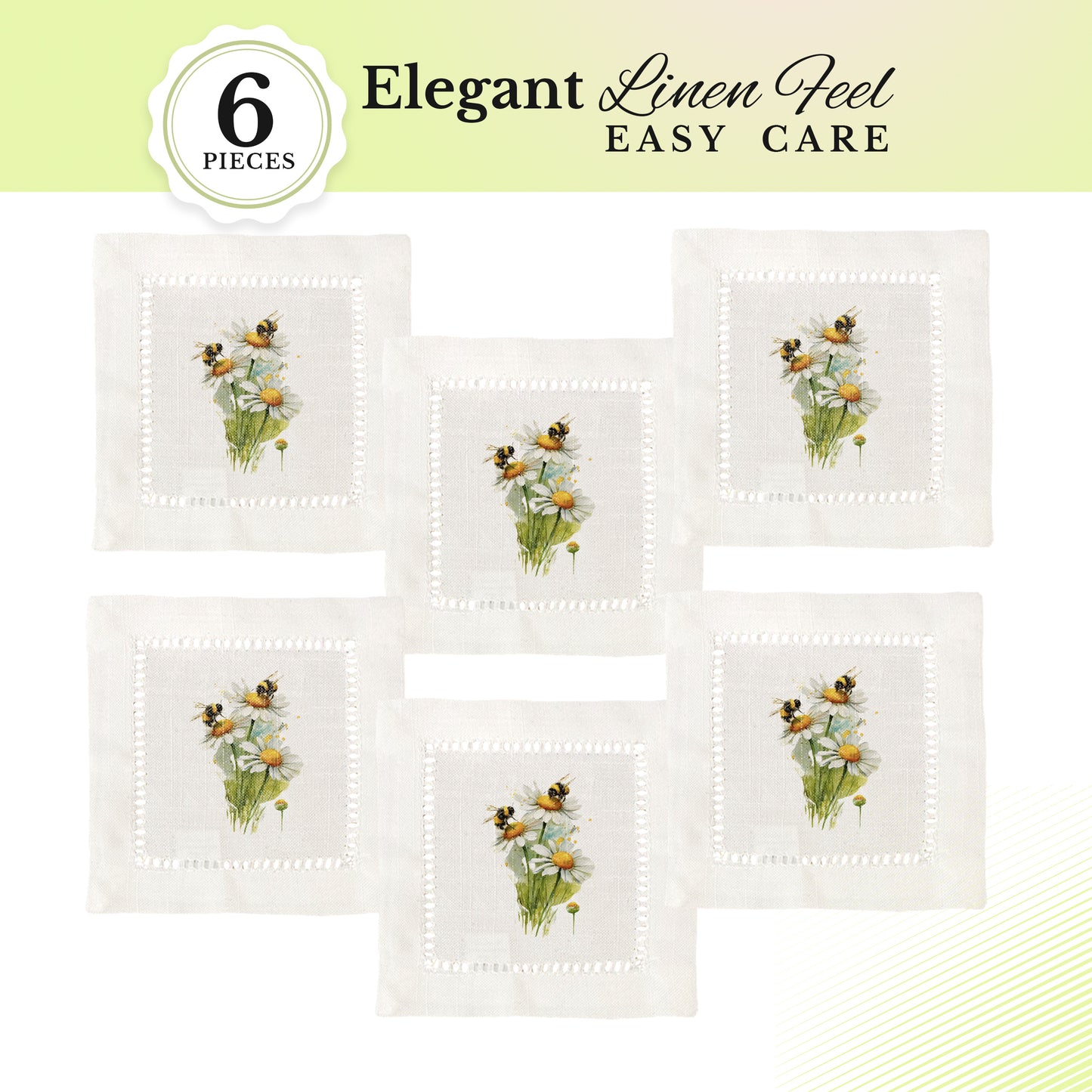 Bee Daisy Hemstitch Napkins