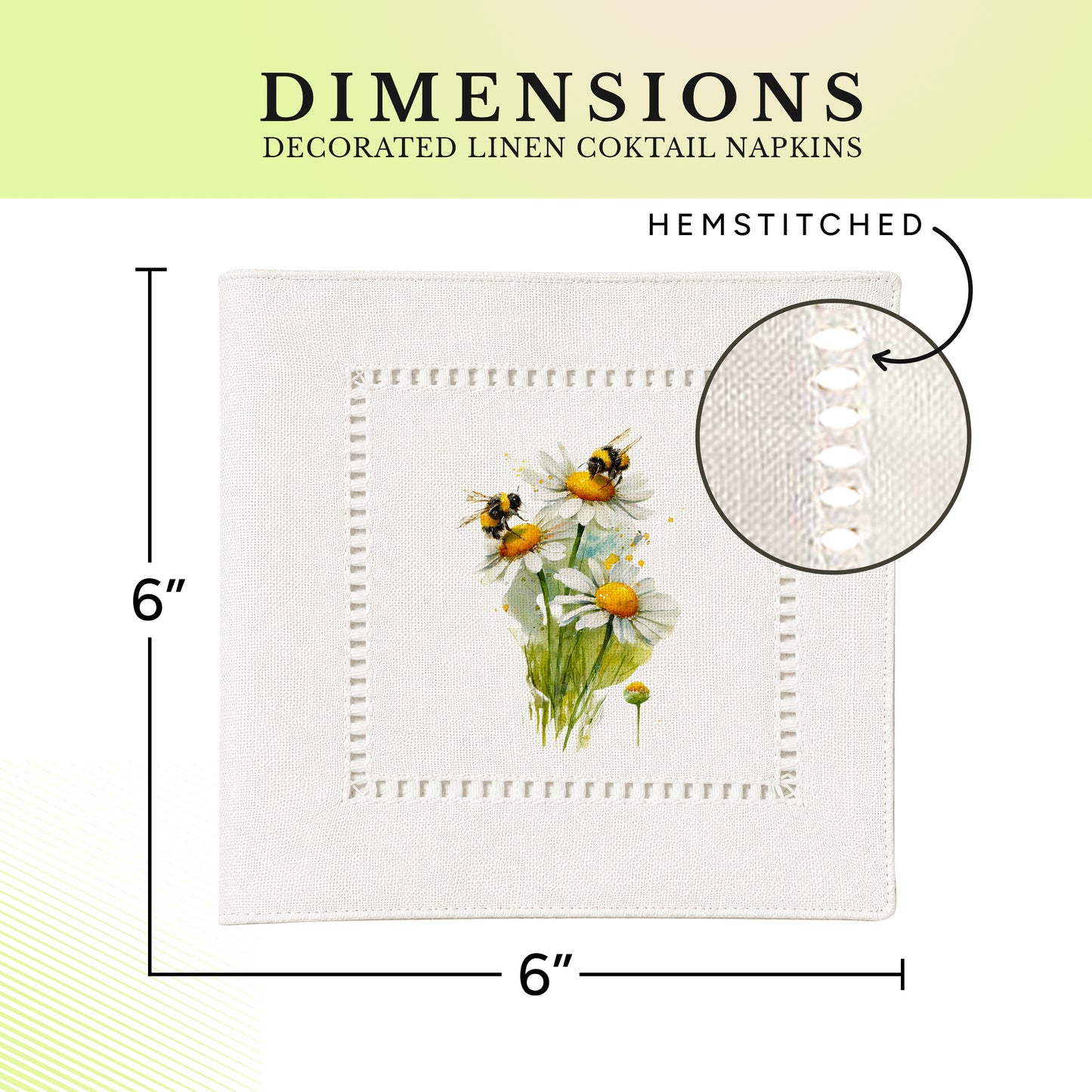 Bee Daisy Hemstitch Napkins