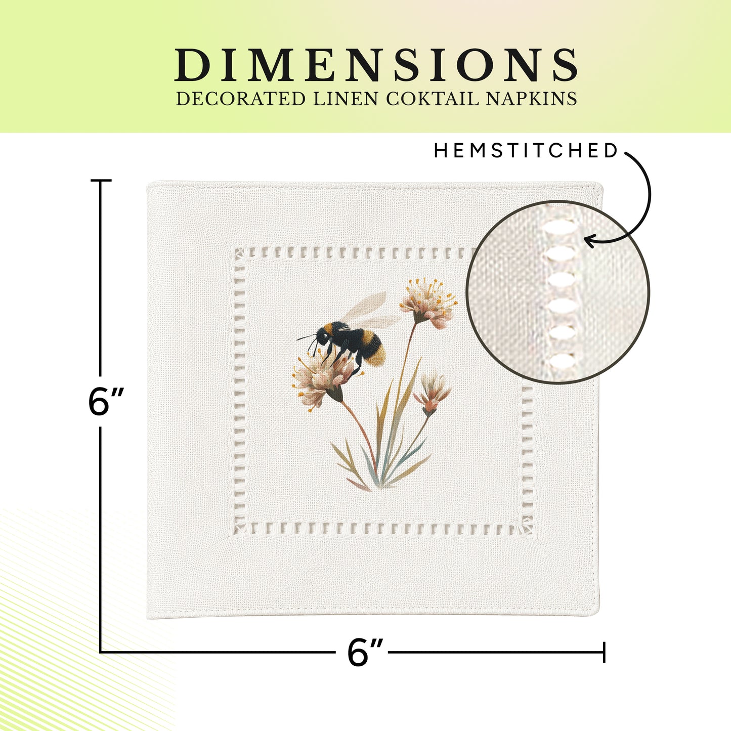 Bee Flower Hemstitch Napkins