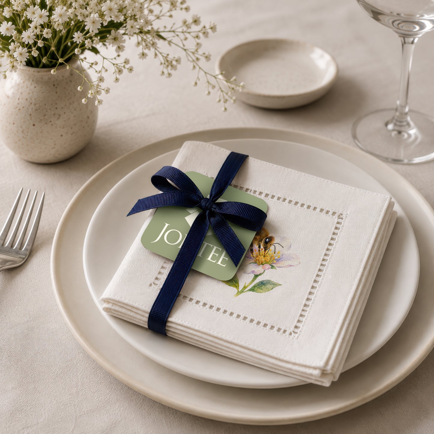 Garden Bee Pollen Hemstitch Napkins