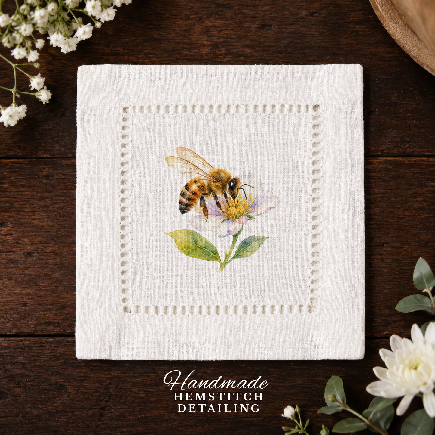 Garden Bee Pollen Hemstitch Napkins