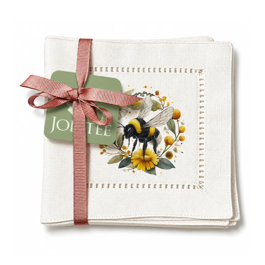 Bee Wreath Hemstitch Napkins