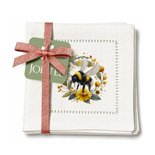 Bee Wreath Hemstitch Napkins