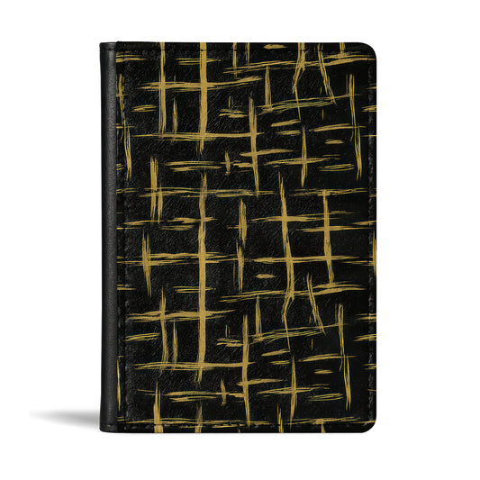 Jolitee Passport Holder, PU Vegan Leather, Black and Gold, Black Back