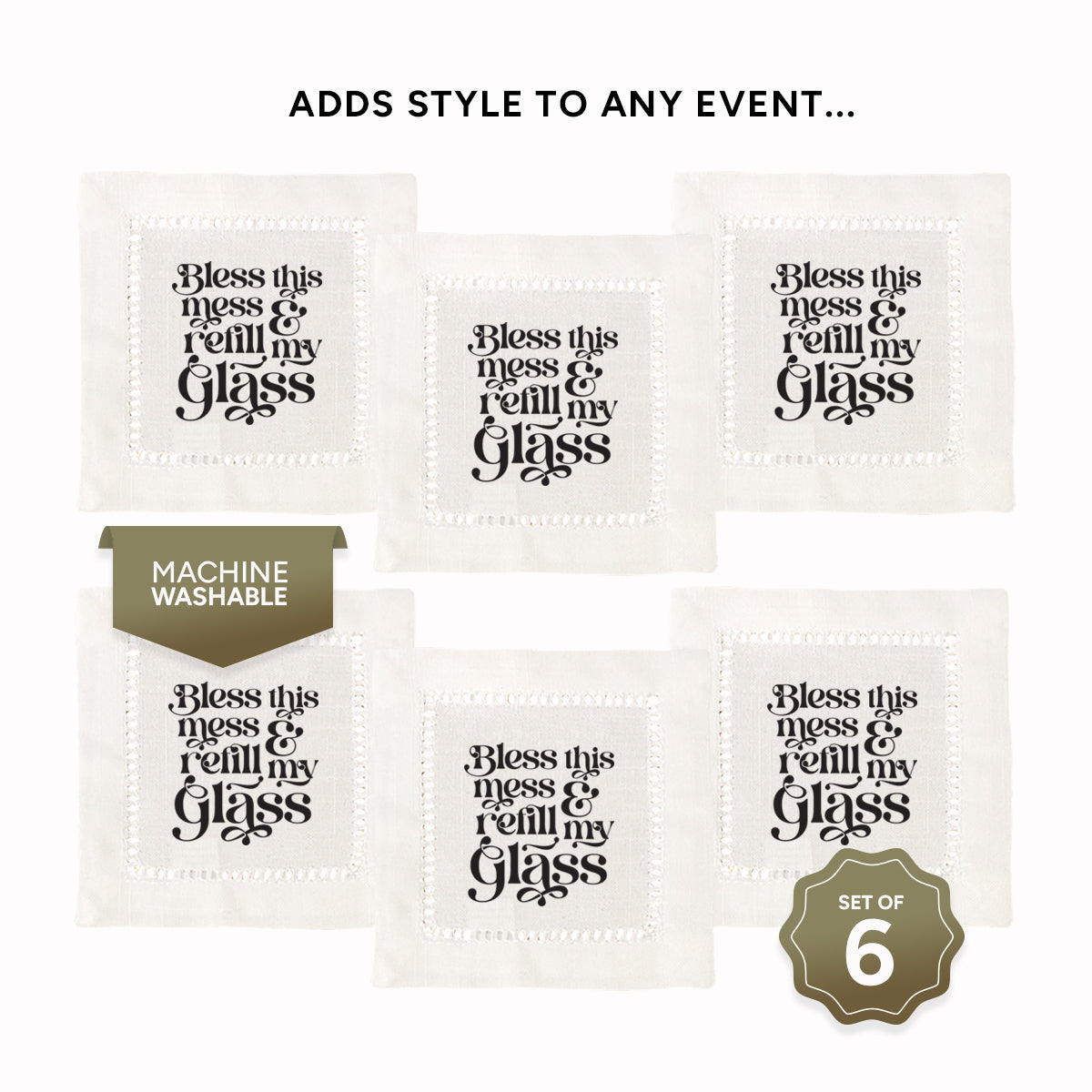 Bless This Mess Hemstitch Napkins