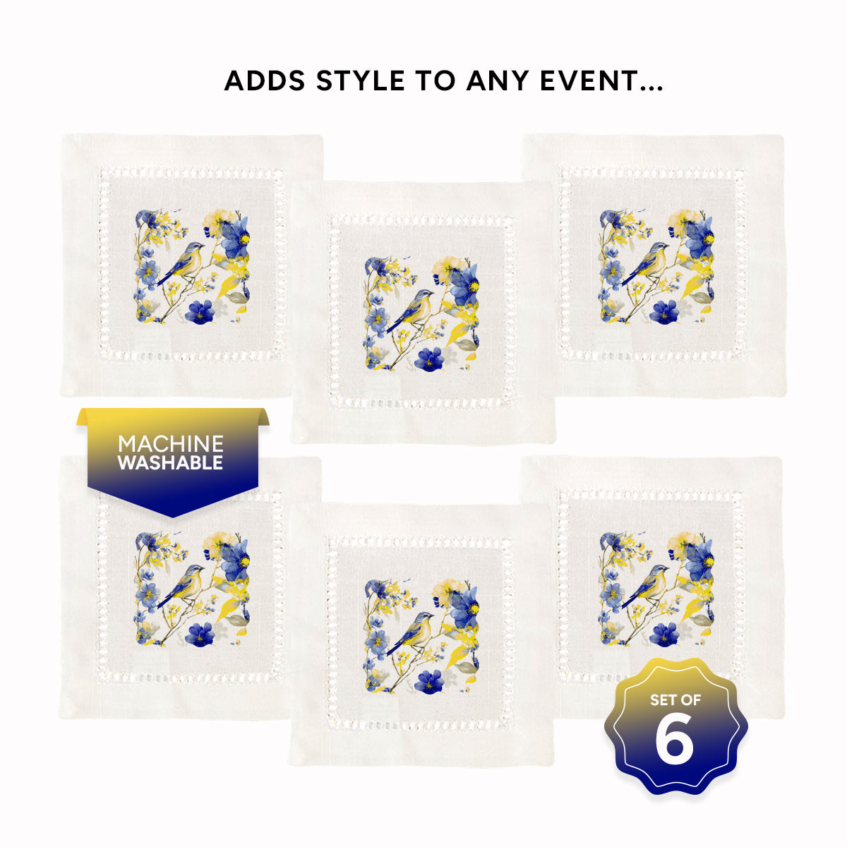 Blue Bird Hemstitch Napkins
