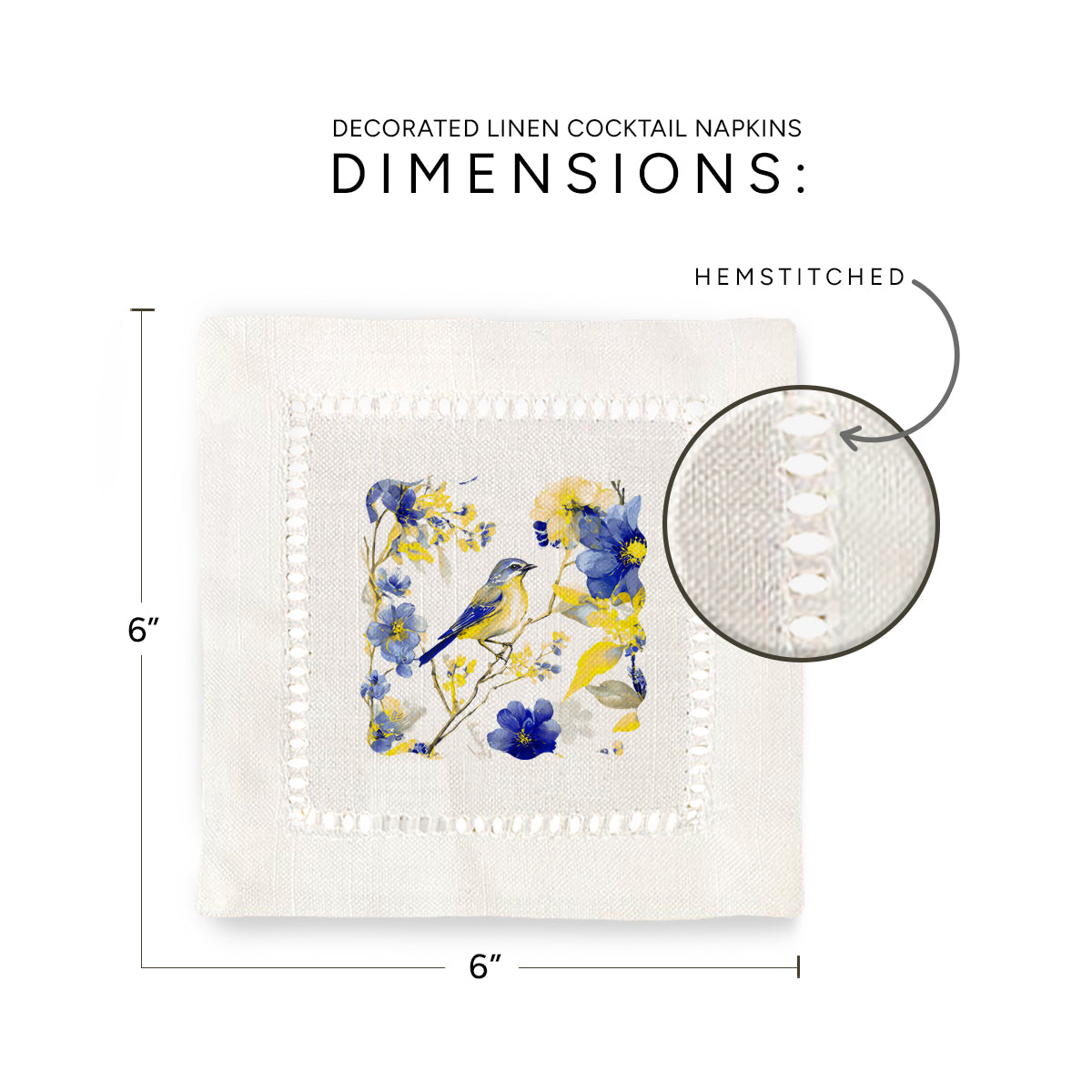 Blue Bird Hemstitch Napkins