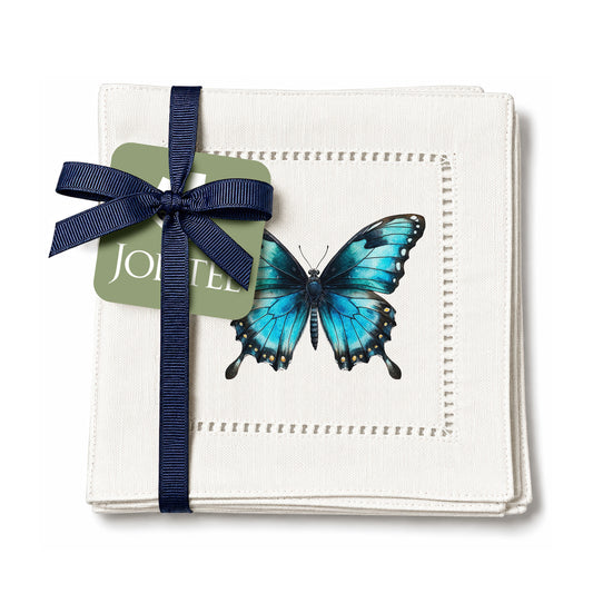 Starter Set Blue Butterfly Hemstitch Napkins